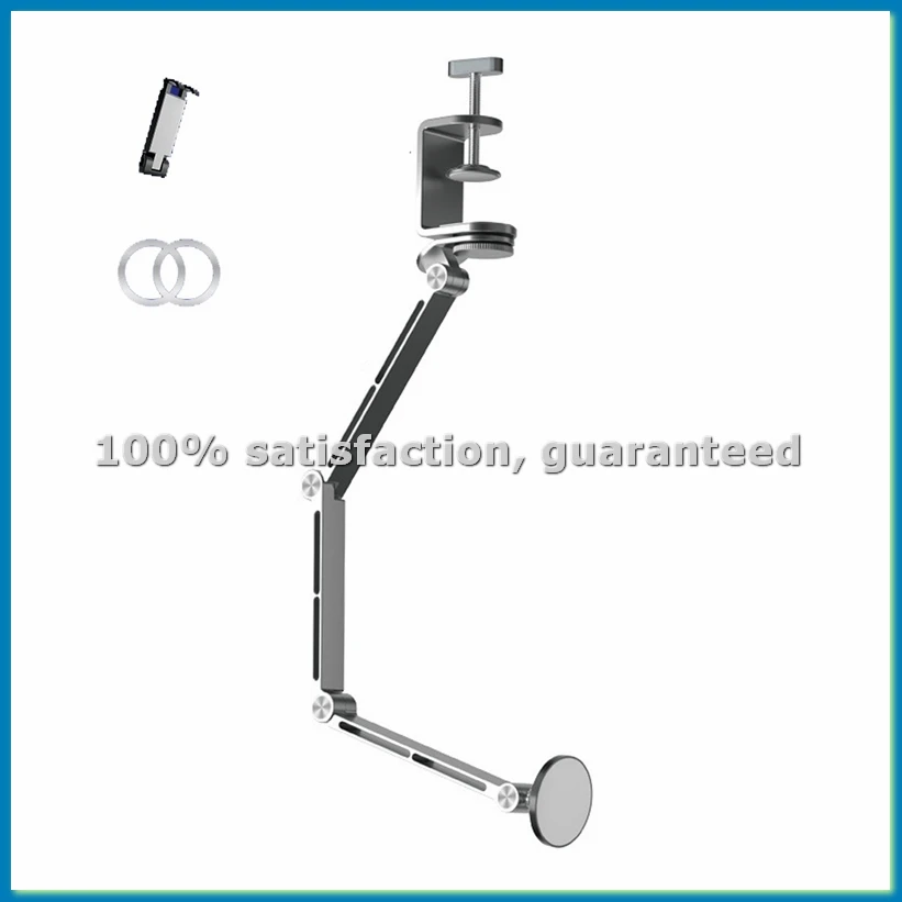 Tablet Stand Desktop Support Stand Phone Holder 360° Rotating Folding Office Fixing Magnetic Bracket Grey-VVNB