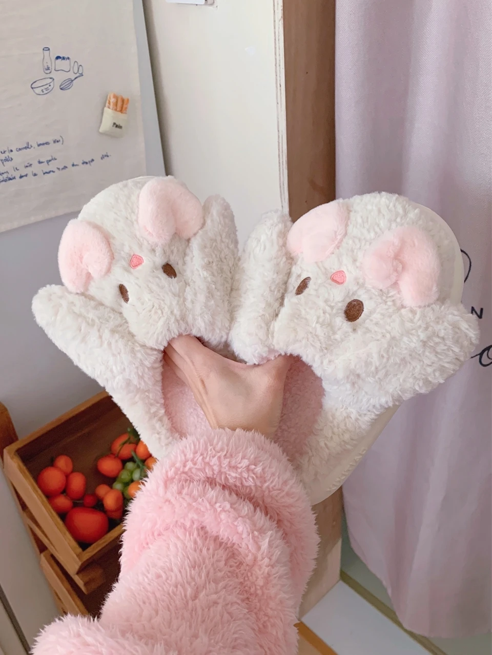 Women Home Slippers Love Bunny Cotton Slippers For Women Warm And Soft Bottom Autumn And Winter Student Casual Slippers