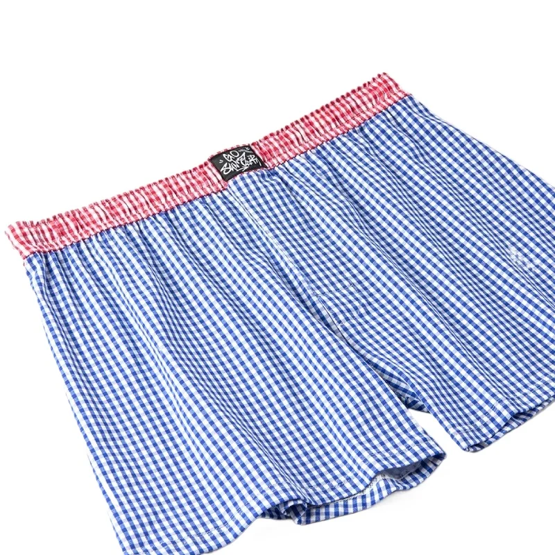 

Men's Cotton Plaid Allover Shorts Double Spliced West Coast Style Loose Fit Breathable Comfortable Home Lounge Pants Underwear