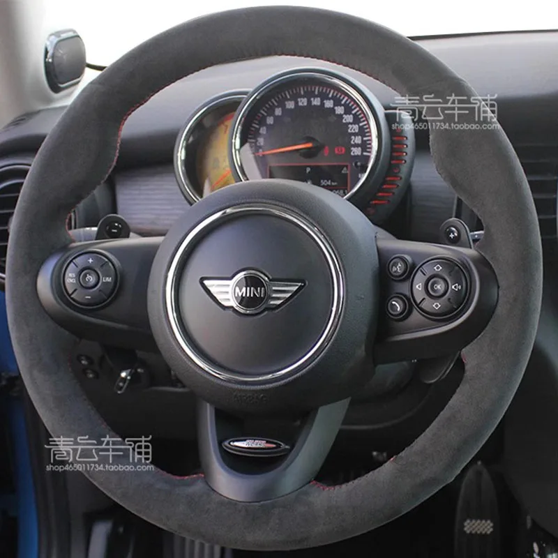 For MINI (Hatchback/Mini) JCW COUNTRYMAN CLUBMAN COUPE Hand Stitched suede non-slip car Steering Wheel Cover