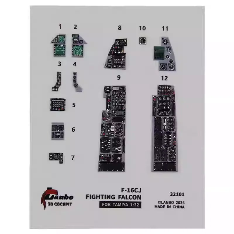 

Lambo 3D Color Cockpit Instrument 32101 F-16CJ Fighter Retrofit 1/32 Proportional Adaptation to Tamiya DIY Accessories