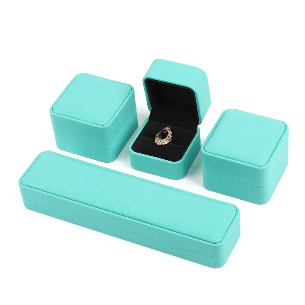 Round Corner Jewelry Box Pu Green Flocking Interior Scratch Resistant Storage Organizer For Bracelets Rings Gift
