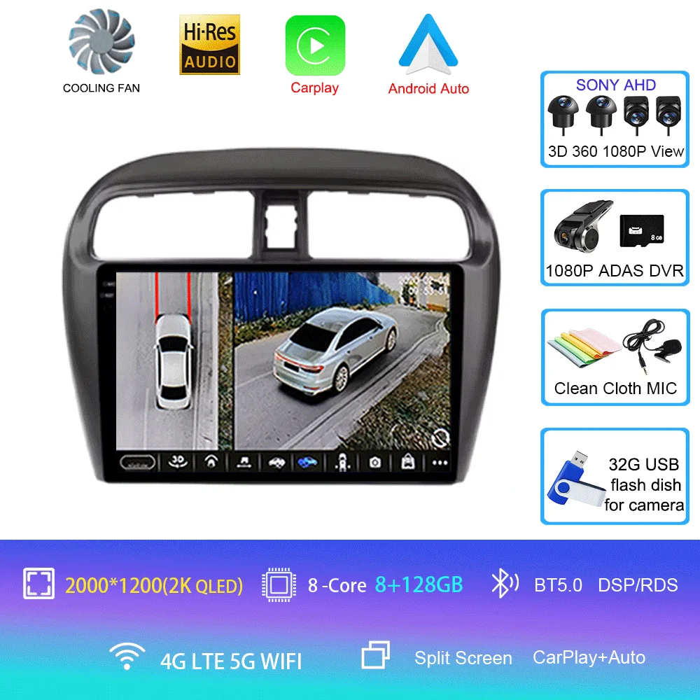 Android 16 autoradio voor Mitsubishi Mirage Attrage 2012-2018 Space Star 2014 GPS navigatie stereo multimedia