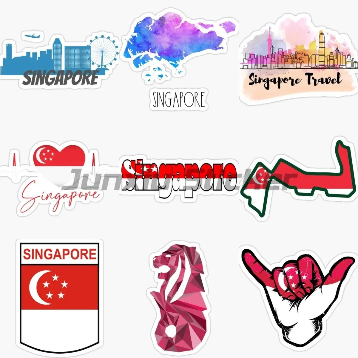 

Singapore Scenery Flag Map Lion Stickers Bicycle Vinyl Book Motorcycle Window Laptop Wall Truck Decoration Decals Customizable