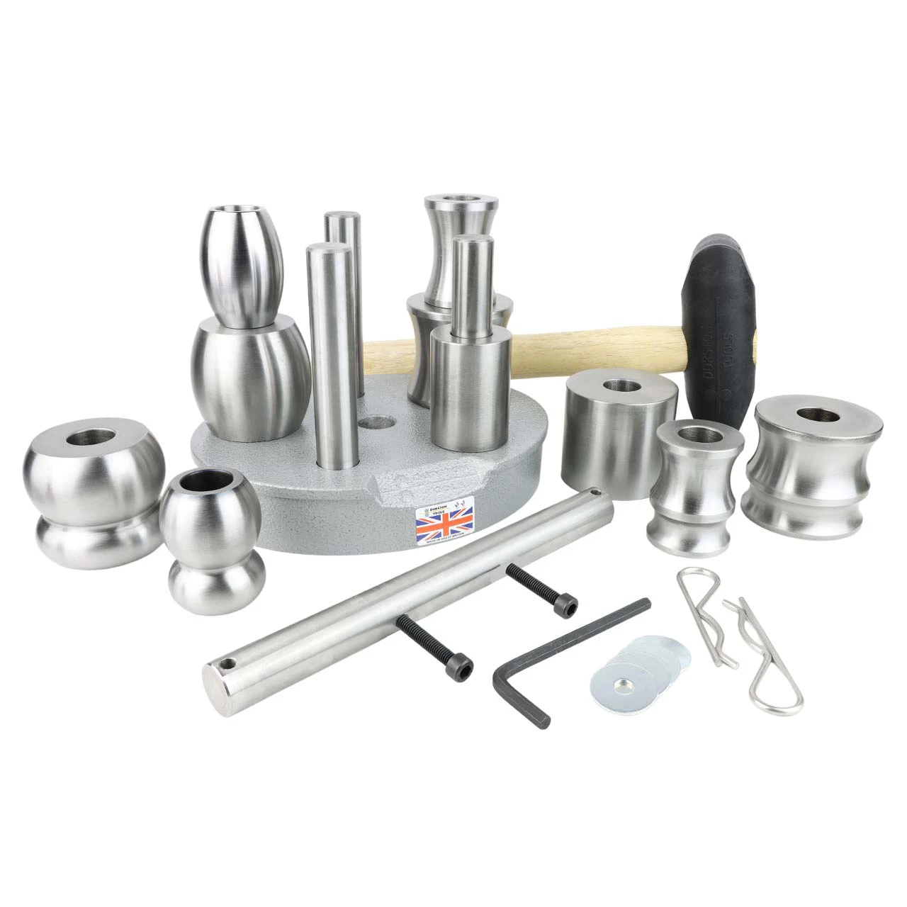 Durston Professional Bangle Making Tool Creates Flat & Curved Cuffs 10pc Bangle Forming Die Set with Hammer for Metal Shaping