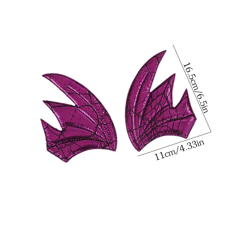 50 Stück 16,5x11cm Glänzende Stoff-Halloween-Blumen Gefütterte Flügel für DIY Handgemachte Haarspangen, Stirnbänder, Accessoires, Patches – Detail 5