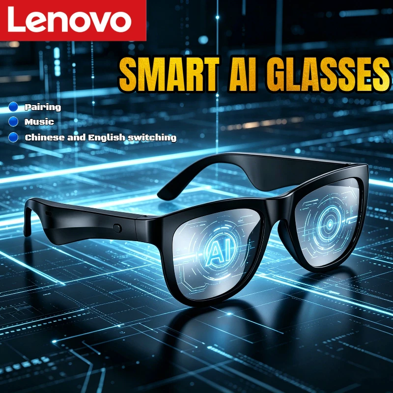

Умные очки Lenovo AI: многофункциональные, с переводом, Bluetooth-звонками, голосовым помощником, музыкальным плеером, Type-C, солнцезащитные, новинка 2026 года