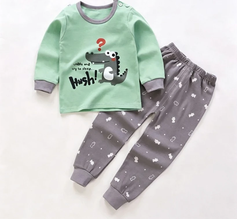 Children 2Piece Sleep Outfit Kid Long Sleeve Crew Neck Shirt And Trousers Vivid Cartoon Clothing Suits Baby Infant Costume Sets
