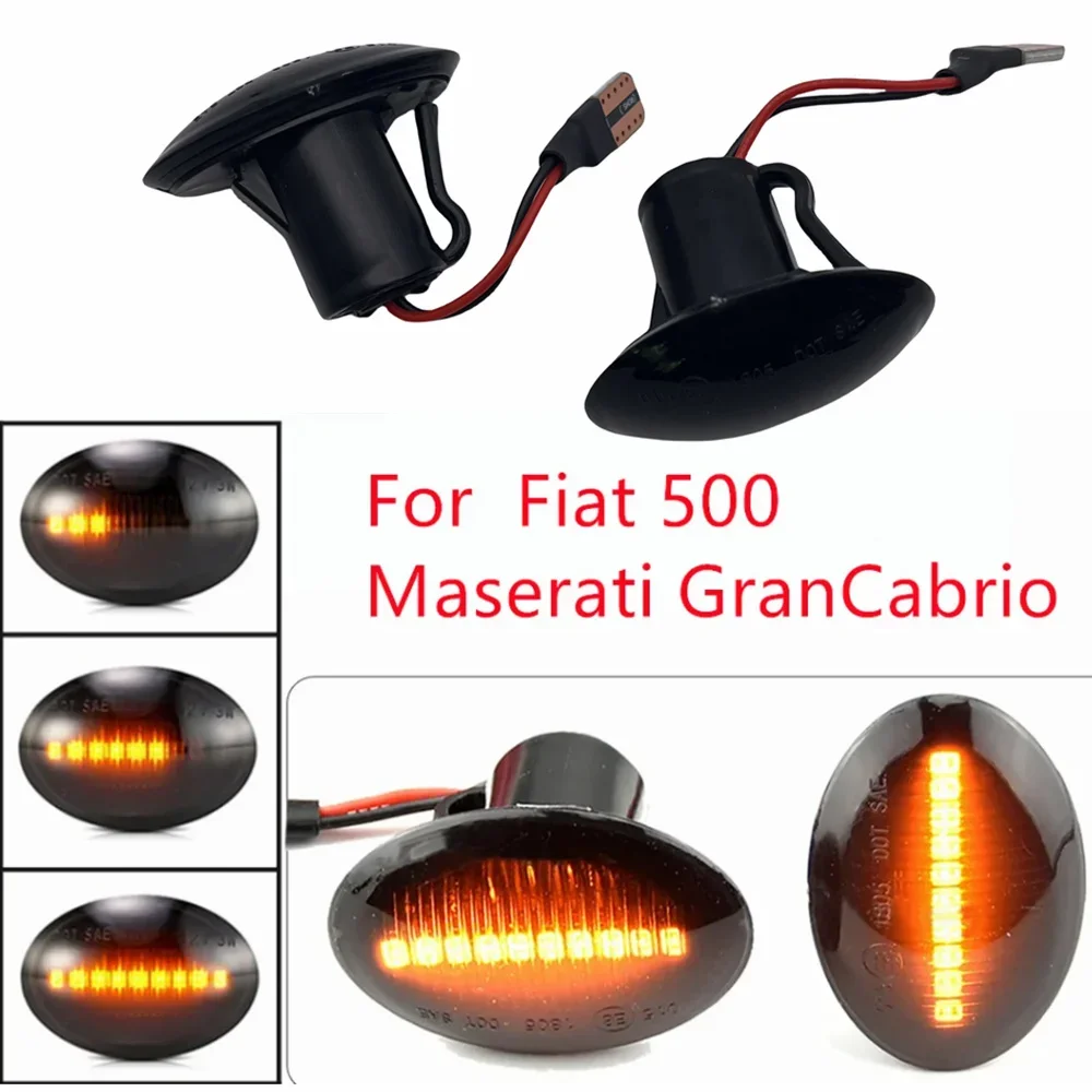 2PCS LED Sequential Flashing Lamp Dynamic Side Marker Turn Signal Light For FIAT 500 Lancia Lybra Ypsilon Alfa Ford KA  Maserati