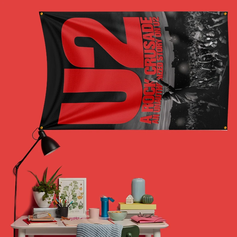 U2 Inspired Rock Music Flag 3x5 FT 90x150cm Polyester Decorative Banner Tapestry For Music Fans Bedroom Wall Decoration