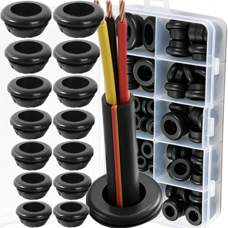 Kit Sortido de 350/70 Peças de Anilhas de Borracha para Cabos Elétricos, Vedantes de Furo Firewal, Gaxetas de Fiação e Gaxetas para Encanamento, Ferramentas