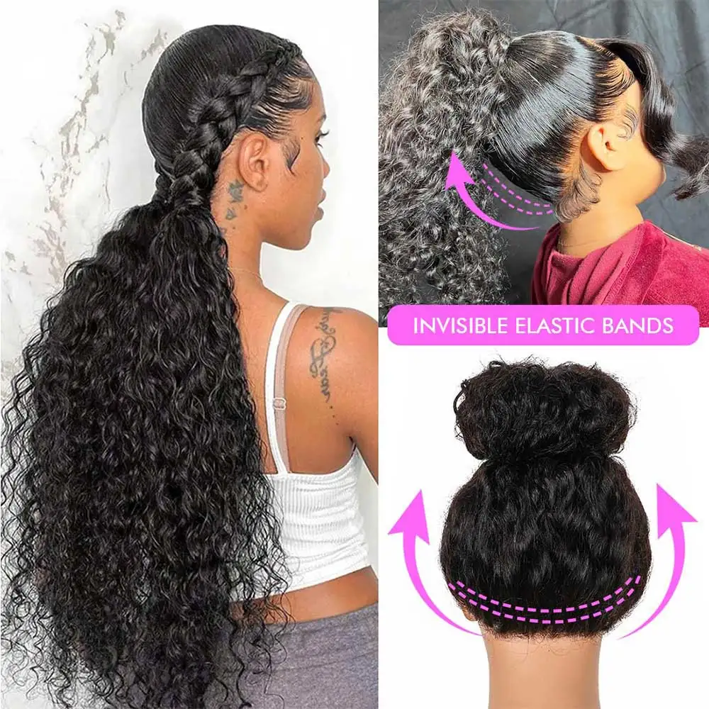 غريب حواف موجة المياه غير مرئية الرباط 360 كامل HD الدانتيل شعر مستعار أمامي غلويليس شعر مستعار 100% شعر الإنسان الخام موجة عميقة شعر مستعار أمامي #5