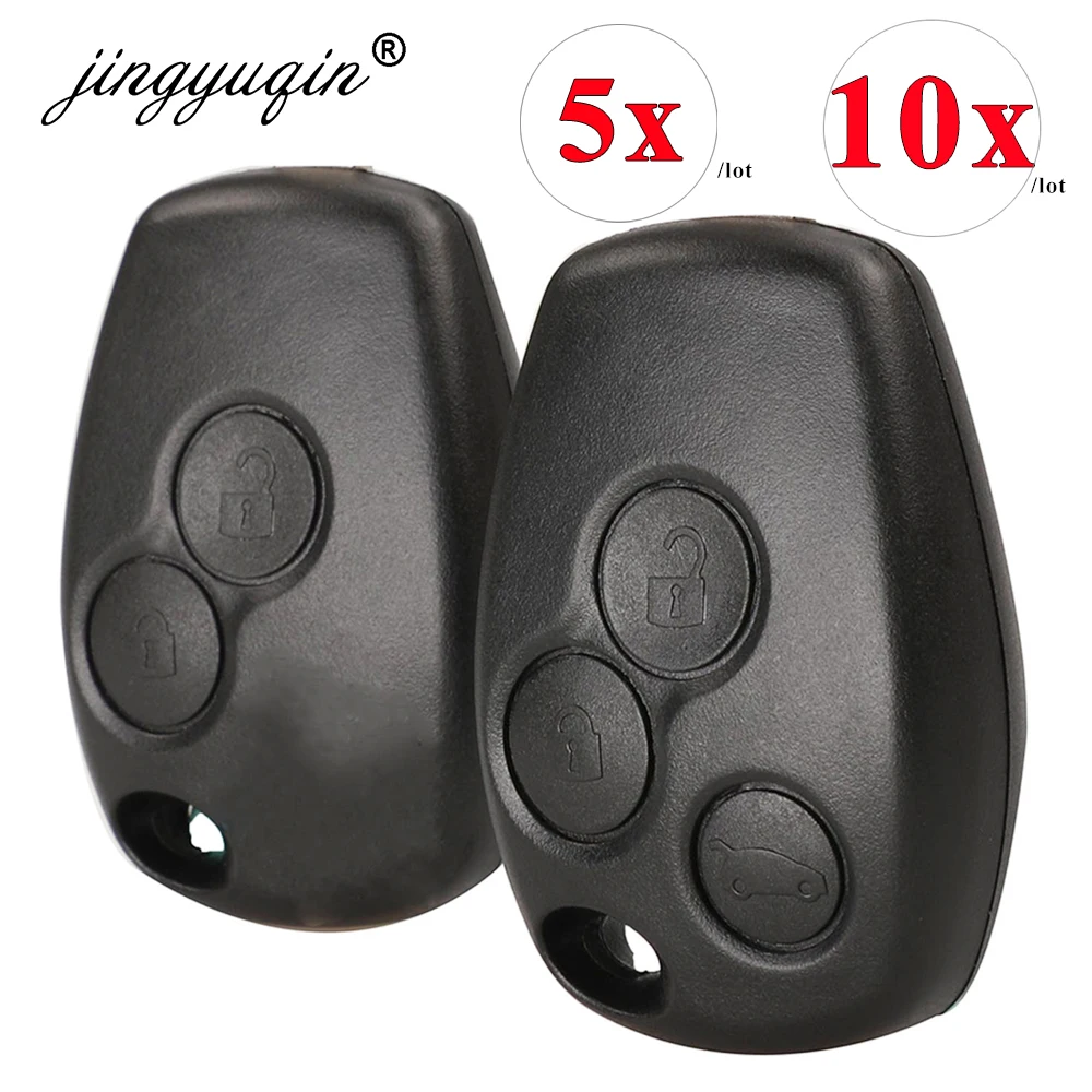 Capa de Chave Remota com Botão Jingyuqin (5/10 Peças) para Renault Espace, Laguna, Duster, Logan, DACIA Sandero, Clio, Kangoo, Nissan (Sem Lâmina)