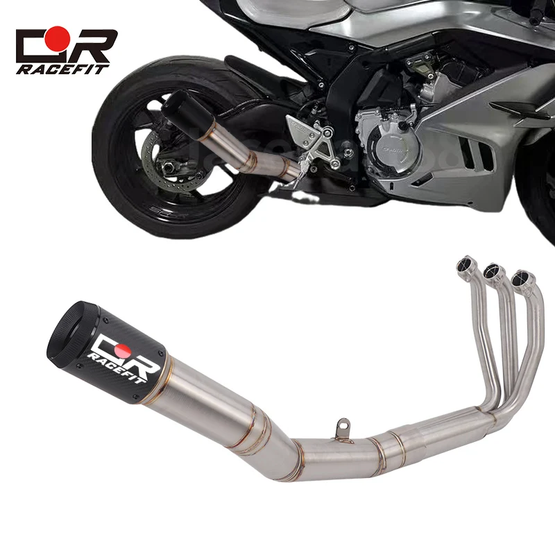 675SR Full Exhaust System For CFMOTO 675SS 675SRR 675NK 2024 2025 2026 Motorcycle Front Pipe Slip on Carbon Fiber Muffler