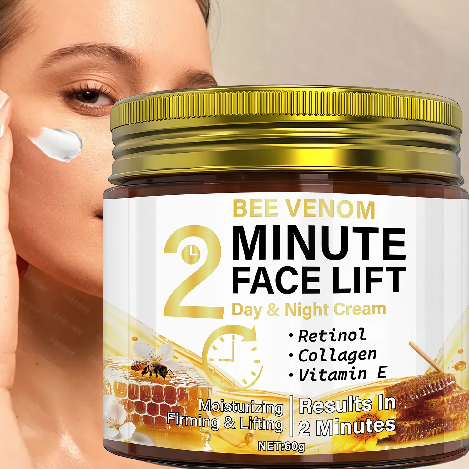 كريم دقيقة الرفع بسم النحل للشتاء - للاستخدام الصباحي والمسائي، formula الريتينول والكولاجين, نتائج سريعة #3