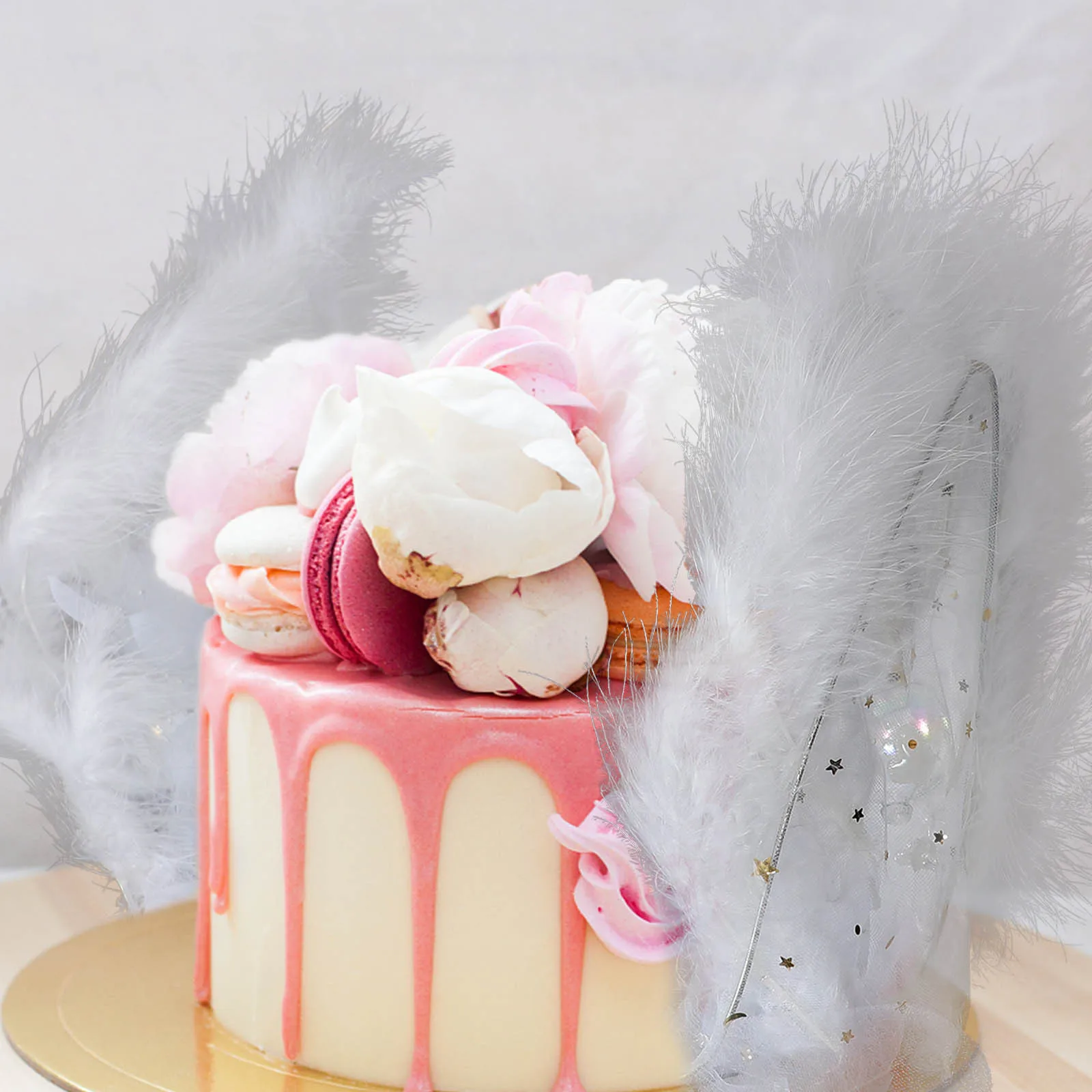 

Plume Cake Topper Artificial Pearl Lightweight Portable Wedding Cake Decor DIY Baking Decoration Baking Decoration