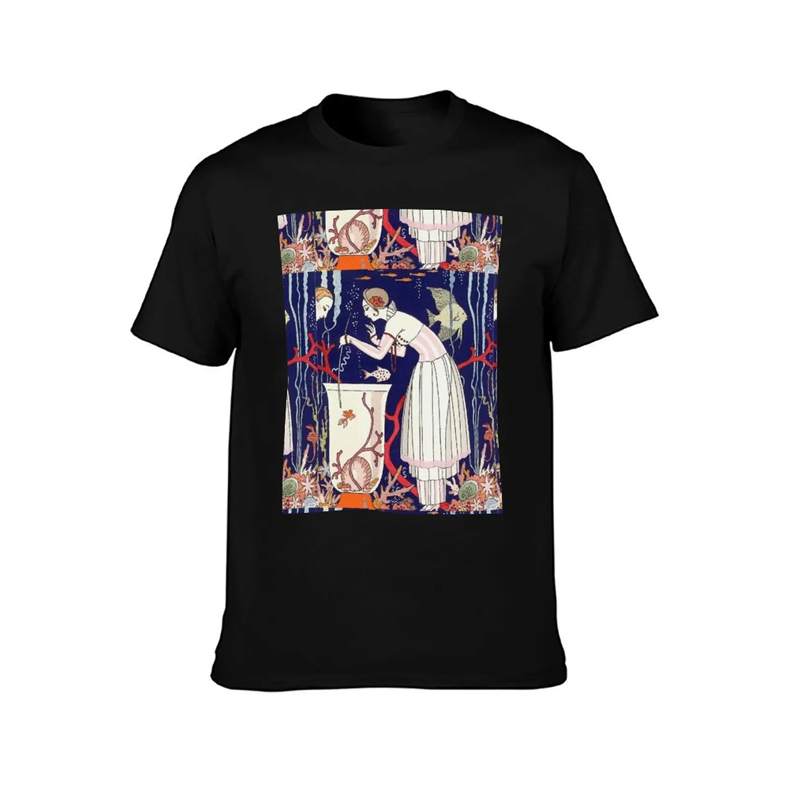 STUNNING LITTLE BETTA FISH,ART DECO WOMAN ,BEAUTY FASHION Underwater Collection T-Shirt Casual Pattern Print Tee Shirt T-Shirt