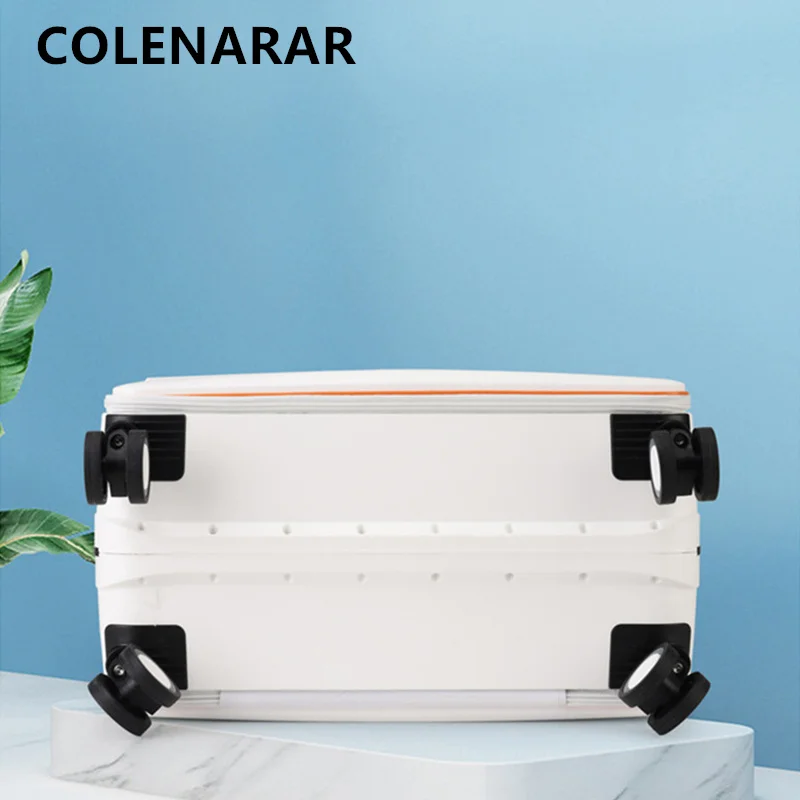 COLENARA Koper Kualitas Tinggi 20 Inci Kotak Asrama ABS + Casing Troli PC 24 "Kotak Kata Sandi Wanita Bagasi Perjalanan Pria