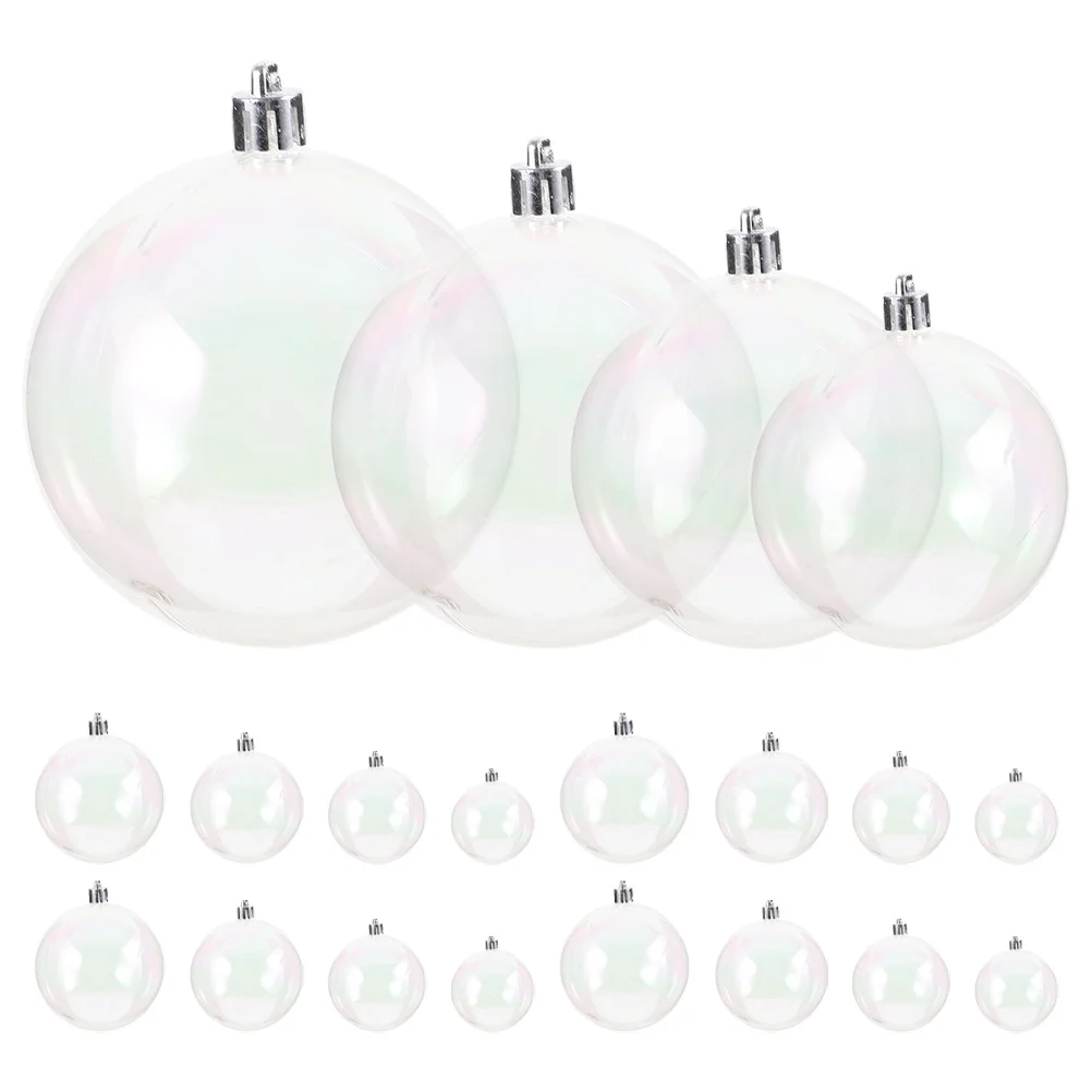 

40pcs Decorative Hanging Balls Fillable Iridescent Ornaments Clear Plastic Sphere For Holiday Tree Wedding Party Home Xmas Decor