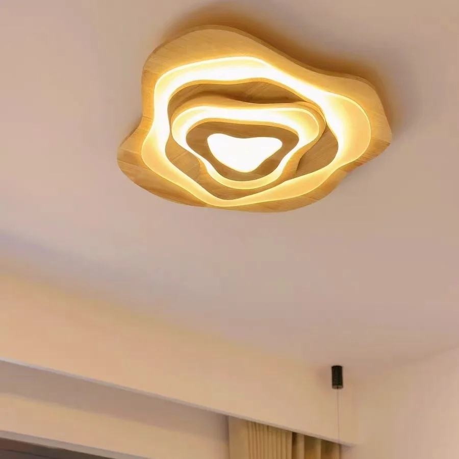 Chinese Zen Lustre Wood Ceiling Light Creative Cloud Acrylic Led Lights Hotel Restaurant Tearoom Lounge Bedroom Balcony Lighting