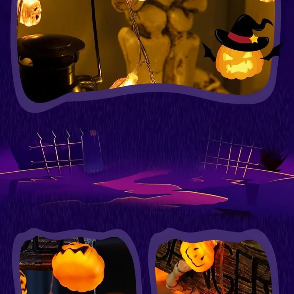 Led Halloween Pumpkin Fairy Light String Holiday Decorative Lamp For Party Garden Patio Indoor Outdoor Lighting Decor