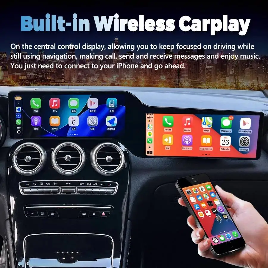 For Benz GLC C Class 2015-2022 RHD Dual Touch Sreen Carplay Car Radio Multimedia Video Player GPS Navigation Auto Stereo 25inch