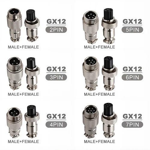 5/20 piezas GX12 2/3/4/5/6/7 pines enchufe de aviación enchufe de aviador junta a tope conectores de acoplamiento macho y hembra