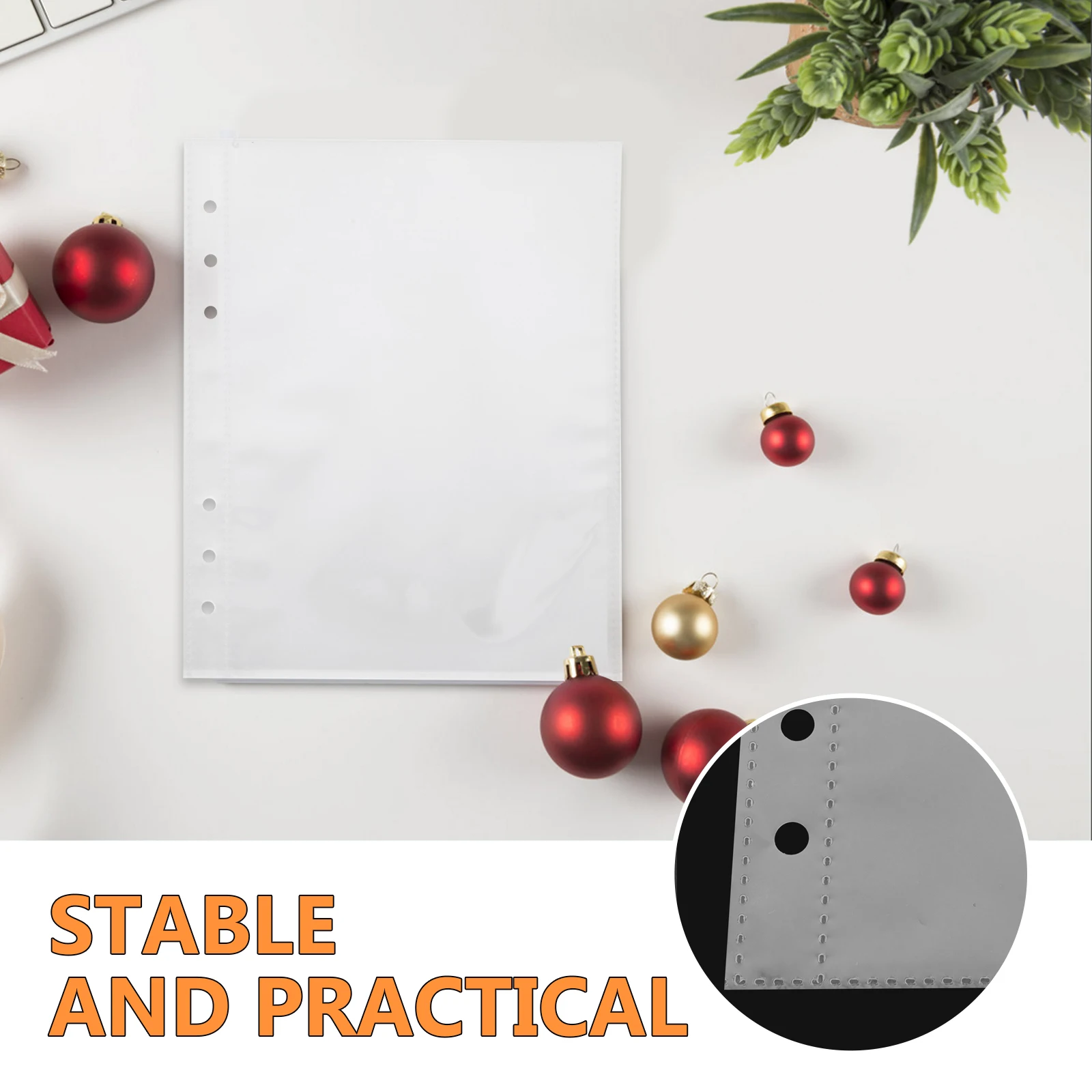 50 قطعة A5 6 حلقة الموثق إدراج واضح البلاستيك ورقة حماة جيوب على الوجهين ألبوم صور عبوة صفحات لاستلام الصور #5