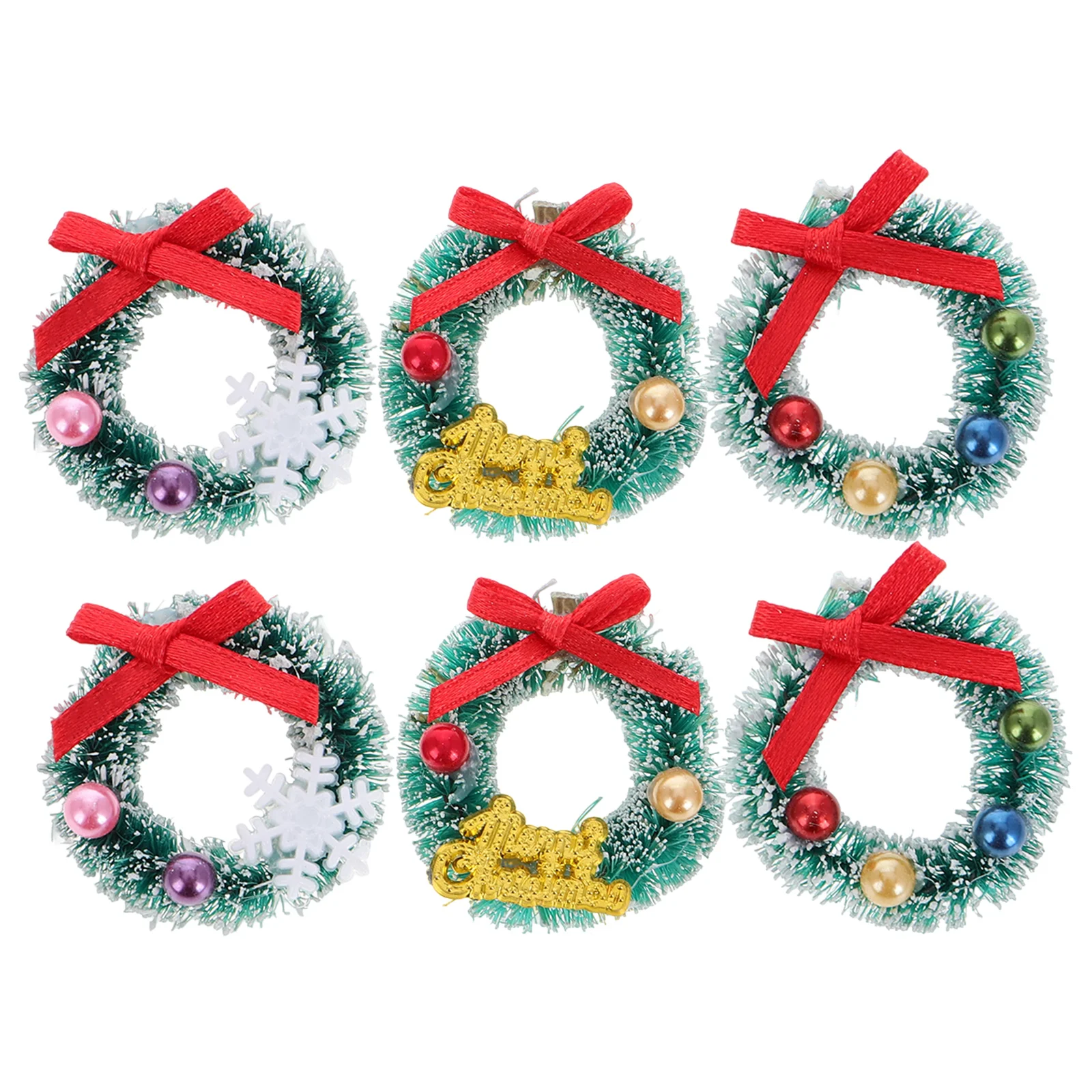 6 Pcs Christmas House Micro Landscape Decoration Ornaments Garland Miniature Toy Wreath Simulated Decorate