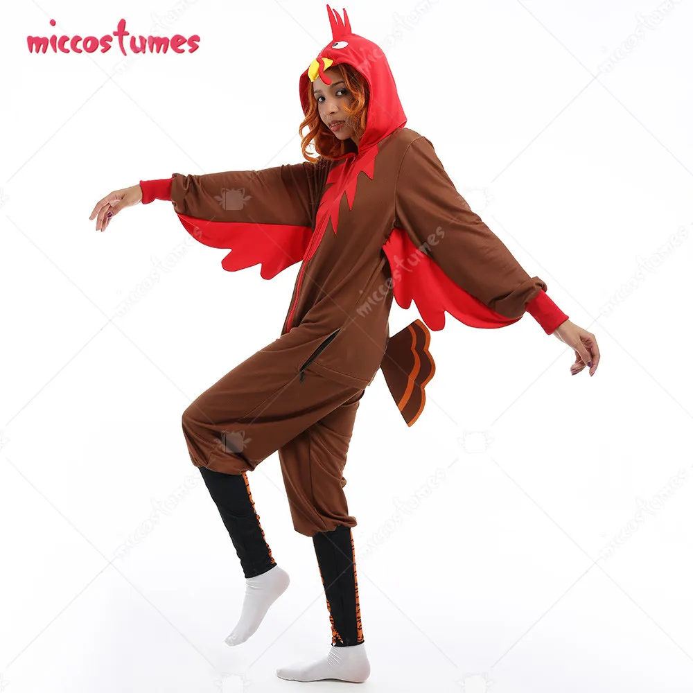 Women Turkey Shape Onesie Pajamas for Thanksgiving Long Sleeve Hooded Kigurumi Loungewear Cosplay Costume