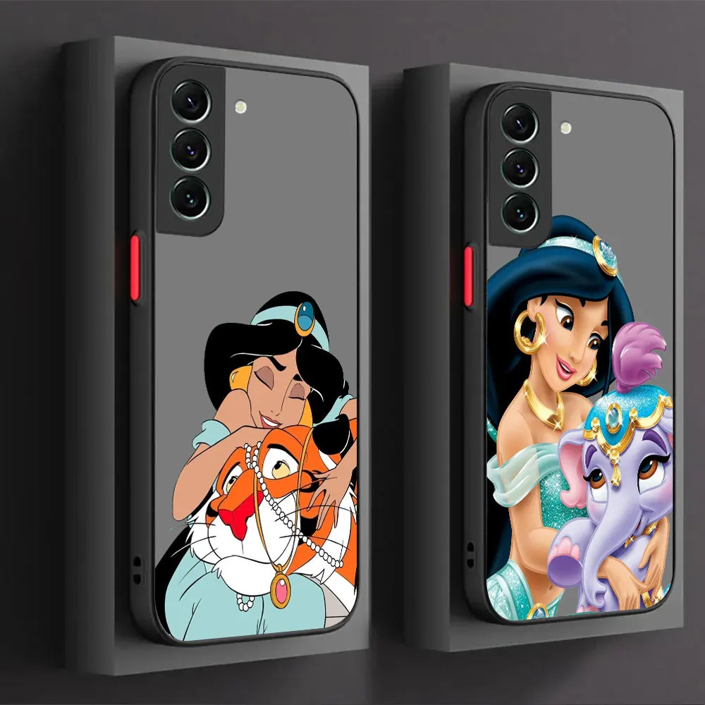 Disney Aladdin Jasmine Princess Phone Case For Samsung Galaxy S23 S22 S21 S20 Ultra Fe S10 S9 S8 Plus Frosted Translucent Cover