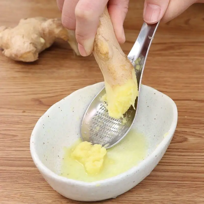Garlic Ginger Grater Stainless Steel Fruits Root Vegetable Grinder Spoon Kitchen Accessories Tool