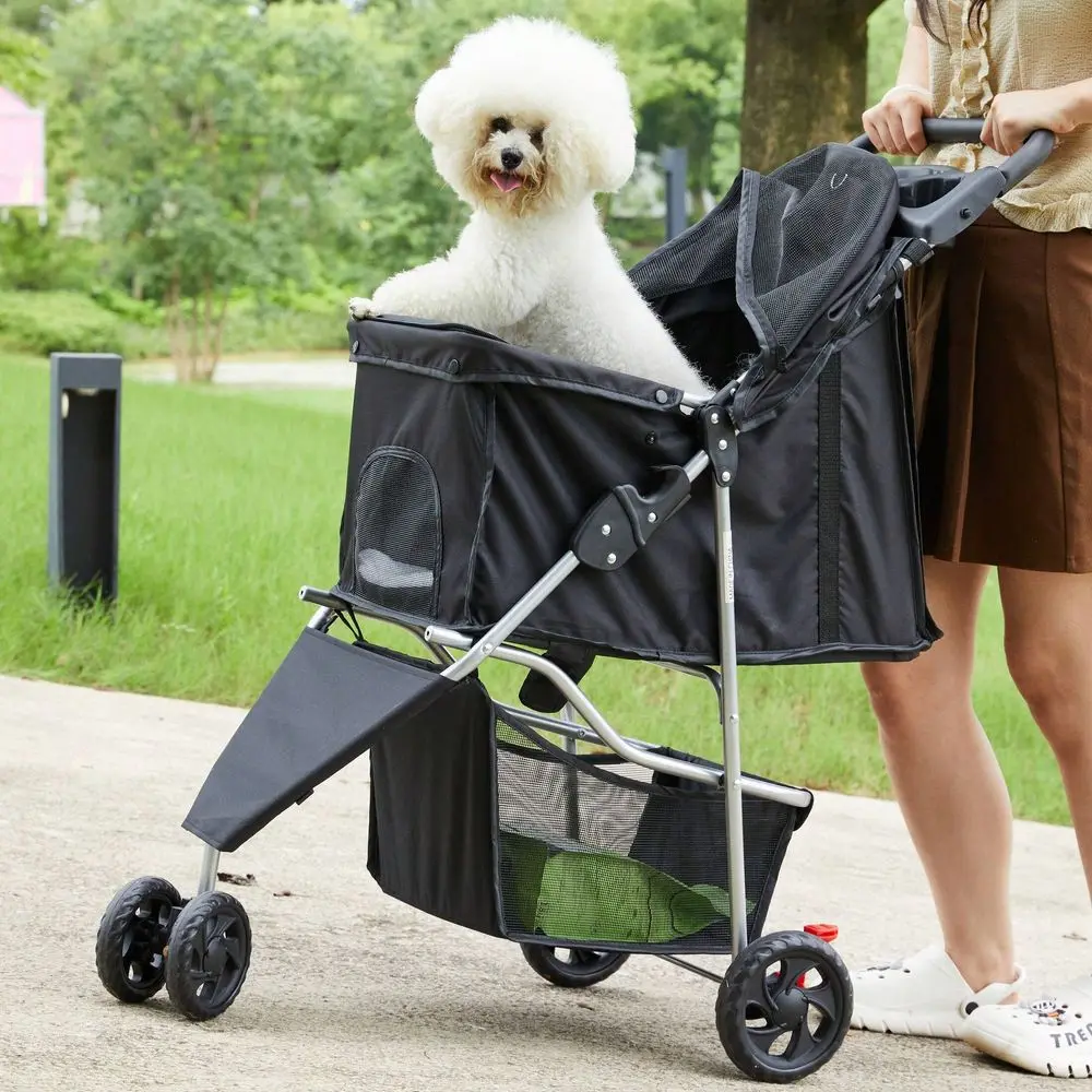 

Pet Stroller For Dogs And Cats Foldable, Lightweight, And Durable Ideal For Small To Medium Pets Includes Storage Basket And Cu