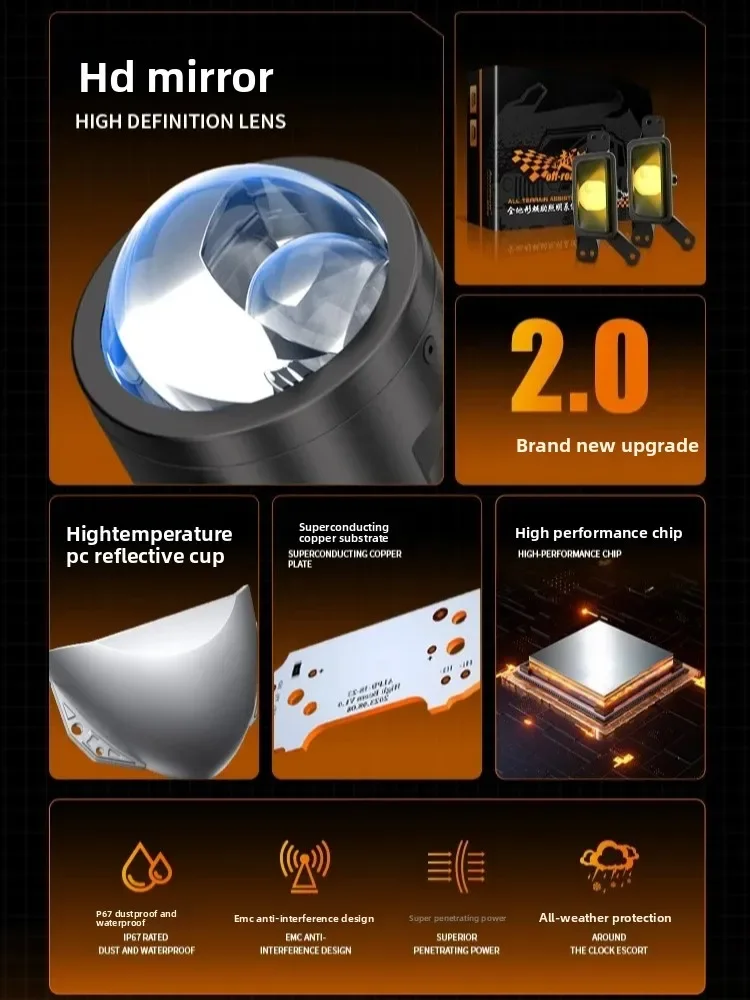 Front Bumper Fog Lamp Led Lens High Brightness Golden Eye Fog Light Low High Beam Modification Accessories For BAIC BJ40