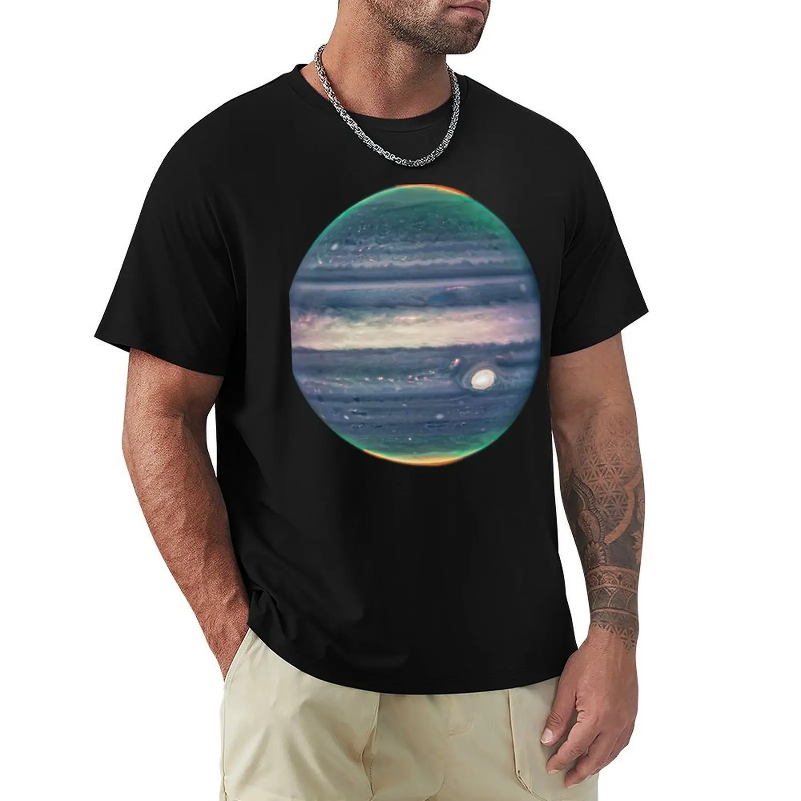 James Webb Space Telescope Jupiter Auroras Hazes NIRCam Photo T-Shirt Breathable Travel T-Shirt