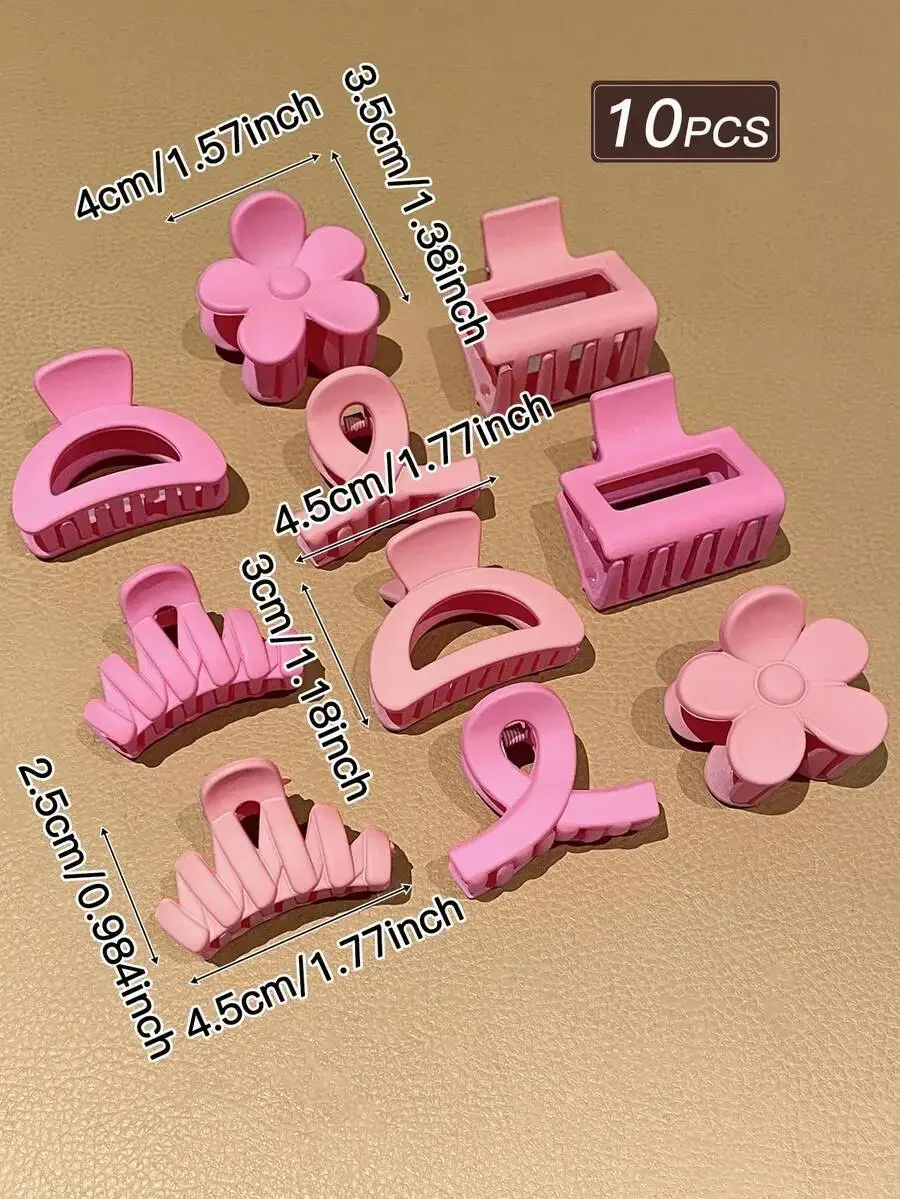 

10 шт. розовых матовых заколок для волос для женщин, заколки с цветочным и геометрическим дизайном, набор повседневных аксессуаров для волос