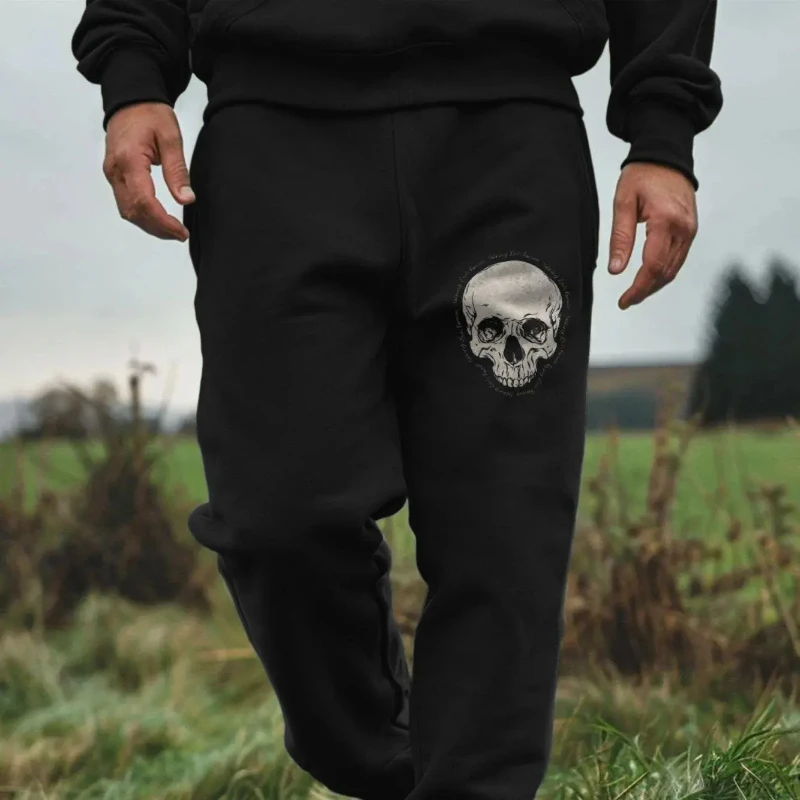 

2025 Autumn and Winter Skull Goth Organic Cotton Joggers_ Dark Whimsigoth High-end Luxury Is for Both Men and Women Gym