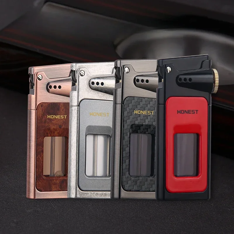 Creative Ejection Ignition Kerosene Lighter Transparent Large Capacity Fuel Tank Retro High-end Lighter Unique Appearance