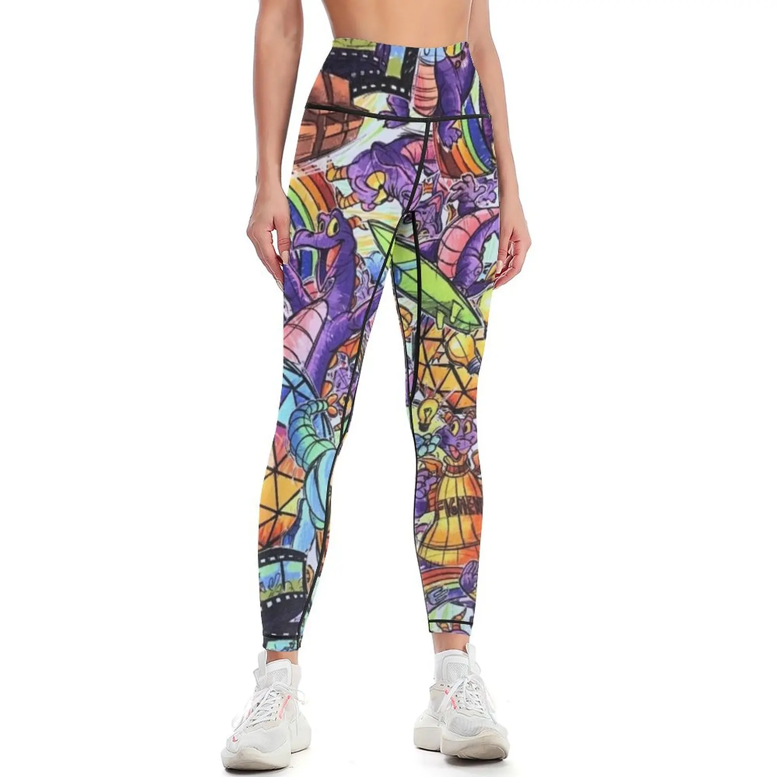 figment epcot collage 1 Leggings Women's trousers sport legging Womens Leggings