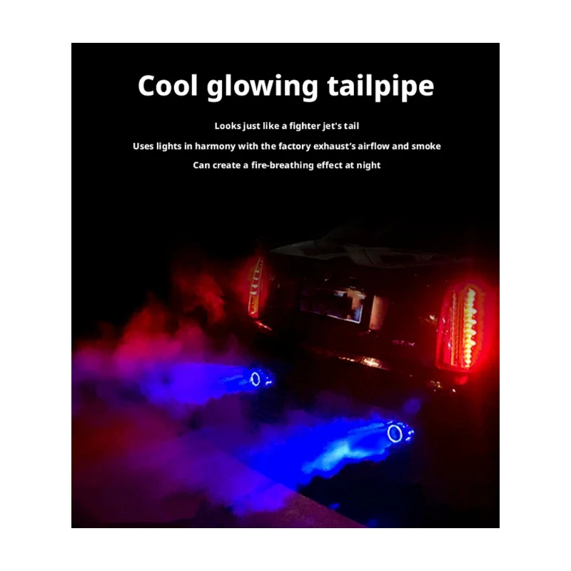 For Universal Exhaust Muffler Tip LED Flame Light Carbon Fiber Pattern Scorpion Style Car Modified Tail Pipe Decor Lamp