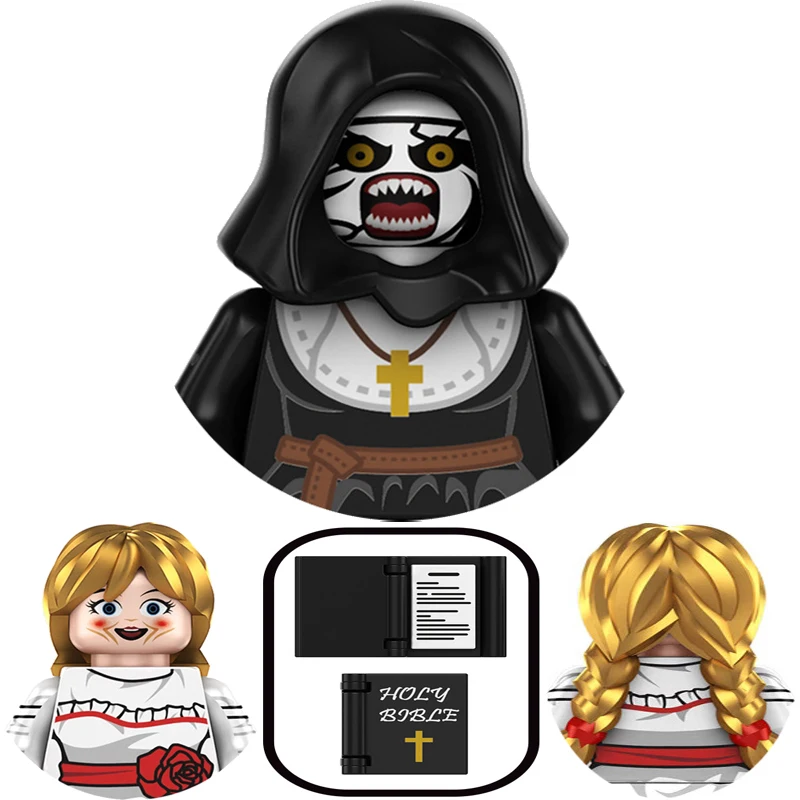 Monja de dibujos animados Annabelle Freddy Billy Jack Torrance el hombre delgado rey calabaza bloques de construcción iluminar figura regalo para niños