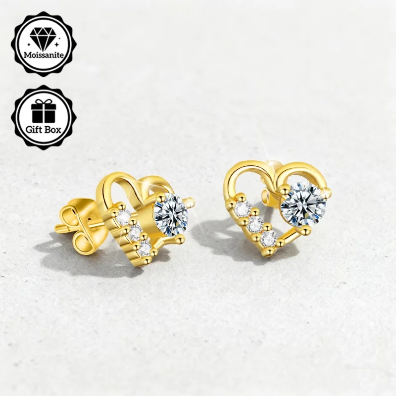 LAMVOICE Schmuck für Damen/Ohrstecker mit 0,6 Karat Moissanit, hypoallergene Ohrringe, Weihnachtsgeschenk, hochwertiger Schmuck
