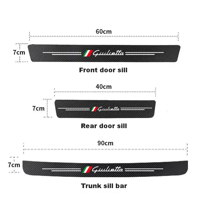 

4Pcs Carbon Fiber Car Door Sill For Alfa Romeo Sportiva Giulia Giulietta 159 156 MITO Stelvio 147 Brera