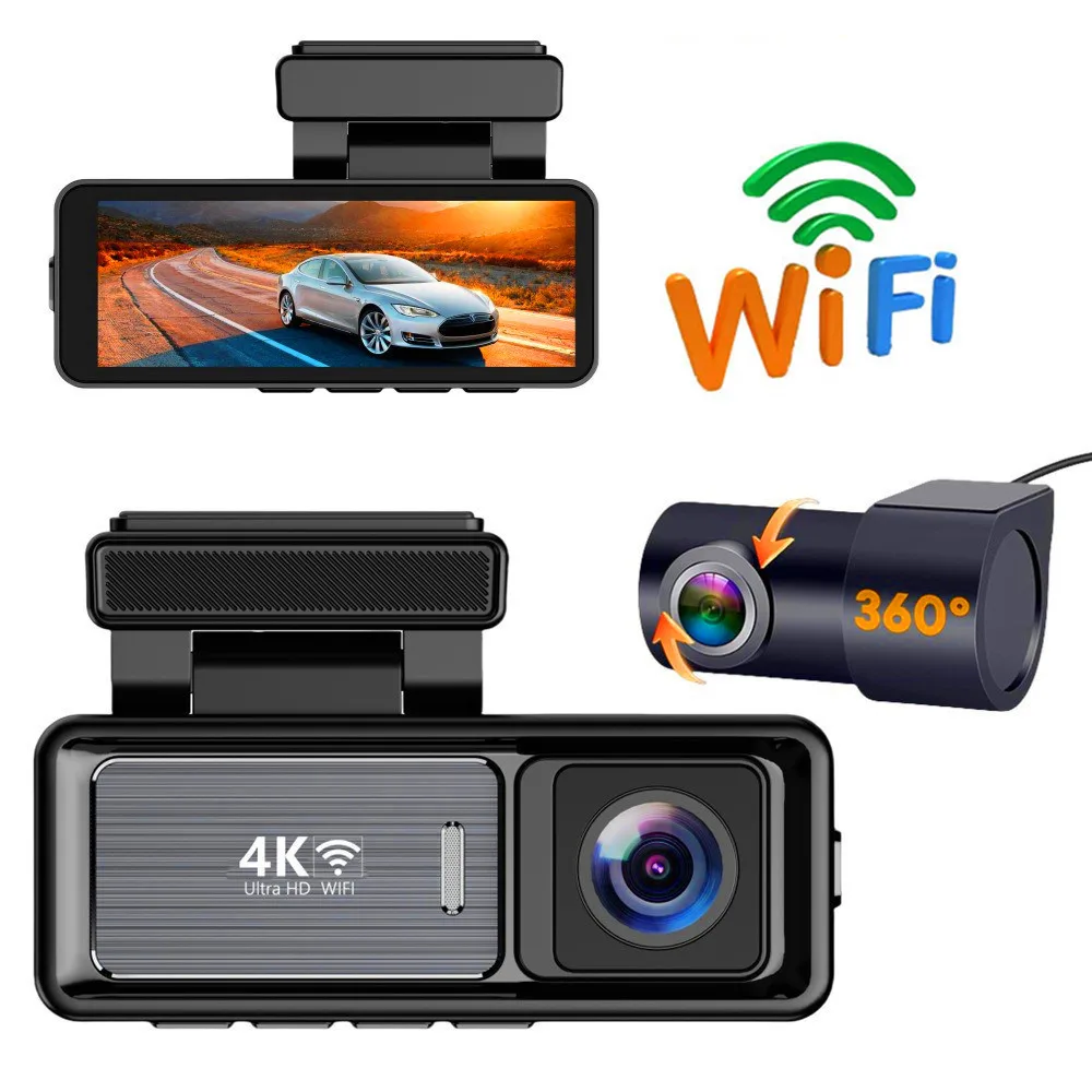 

M6 Black Dash Cam 4K+1080P Dual Lens Car Driving Recorder With ACC Power Cord Night Vision And 24-Hour Loop Recording