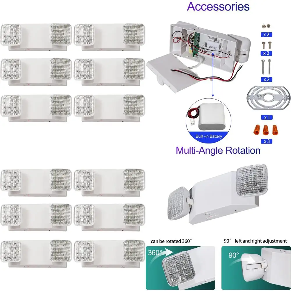 

Battery-Backed LED Emergency Lighting Fixtures, Adjustable, UL 924 Certified, Hardwired Exit Signs, 6-Pack, White