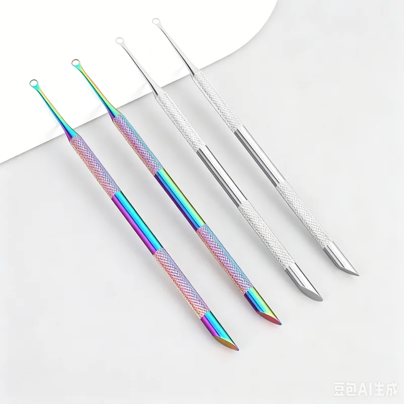 Double-ended Stainless Steel Remover Manicure Sticks Tool Bevelled Nail Grinding File Circle Beveled Head Cuticle Pusher