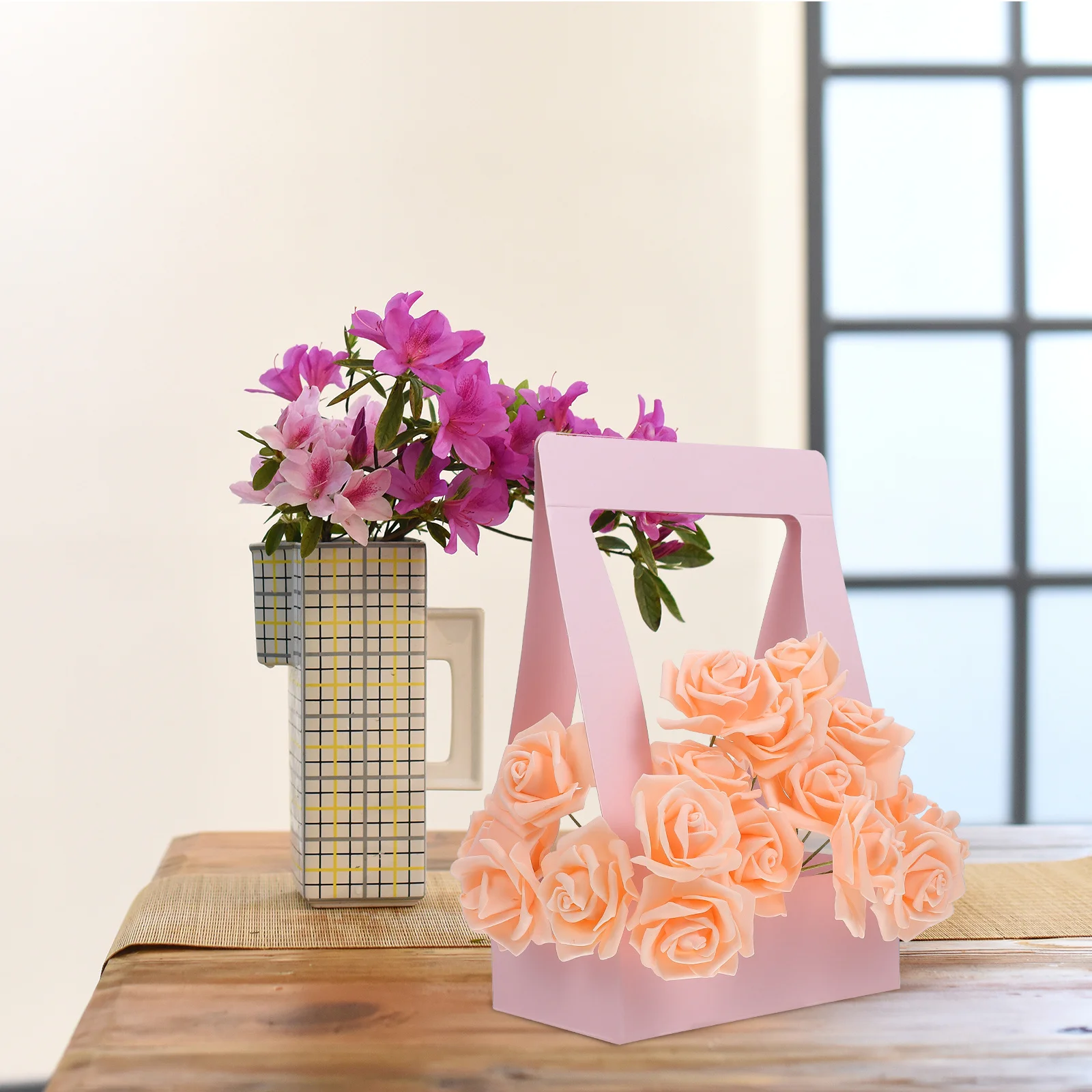 5 قطع من صناديق الزهور الورقية القابلة للطي، صندوق هدايا موفر للمساحة لتغليف الورق، تغليف هدايا الزهور الإبداعية