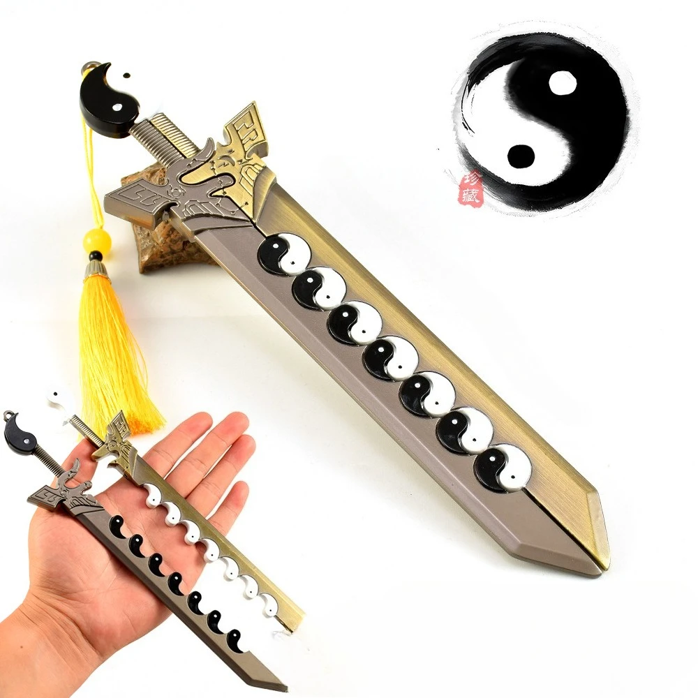 26 CM Chinese Ancient Swords Tai Chi Yin Yang Eight Trigrams Sword Metal Craft Model Collectible Desk Ornaments Creative Gifts
