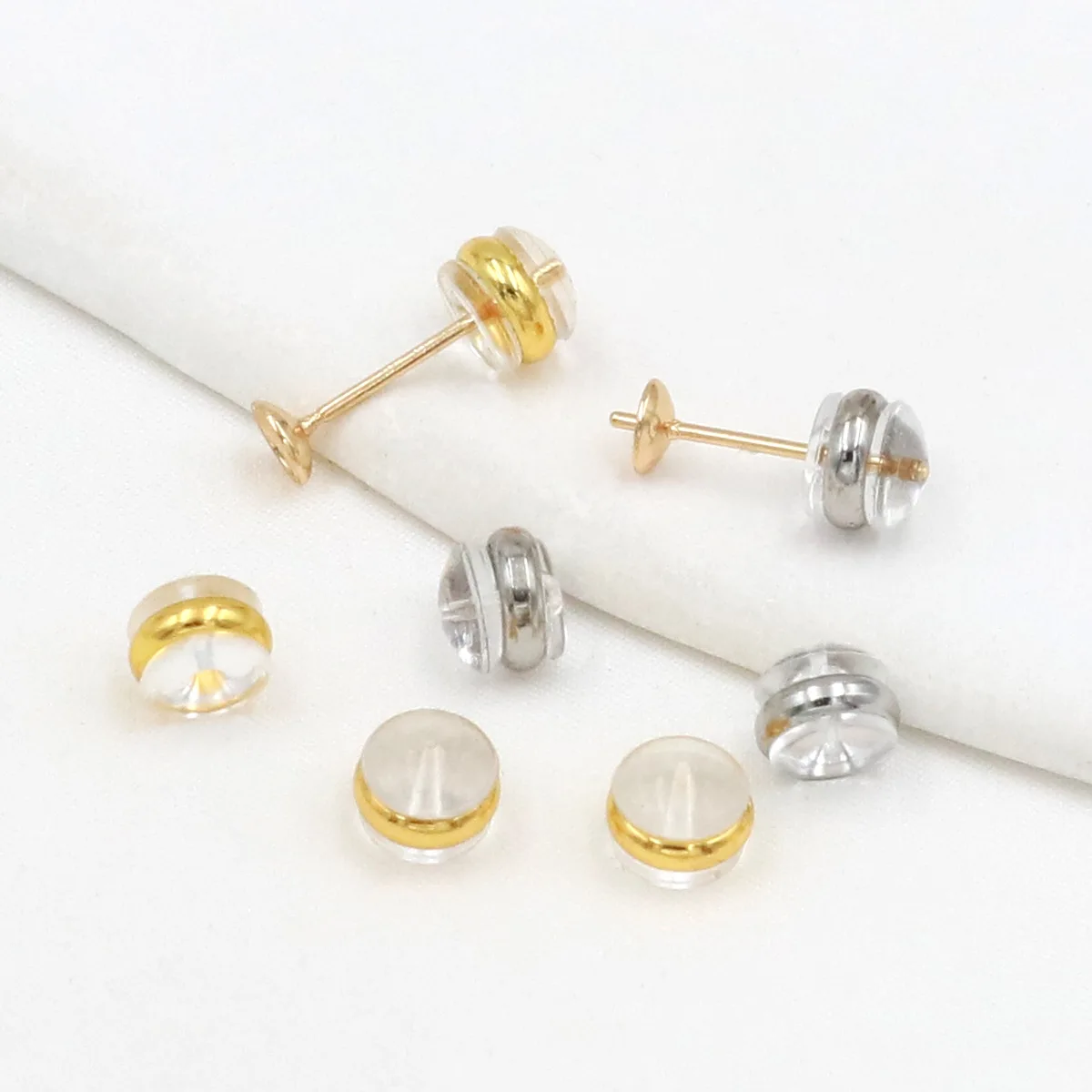 BoYuTe (100 Pieces/Lot) Hamburger Earring Backs Transparent Silicone Anti-Lost Earring Stoppers for DIY Jewelry Making
