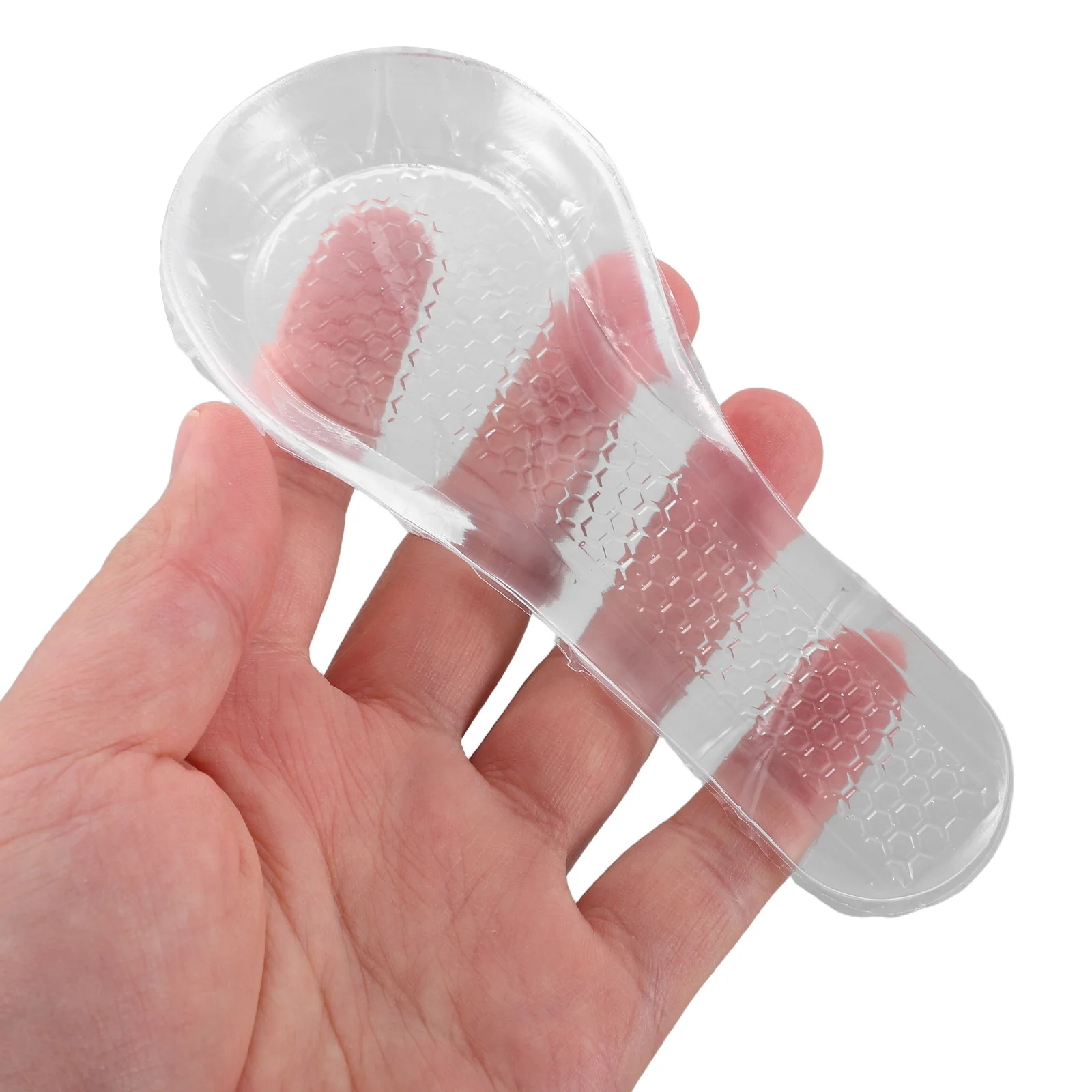

2 Pairs Self-Adhesive Heel Gel Pads Shock Absorbing Insoles Anti-Slip Shoe Inserts Honeycomb Design Half Size Cushion for Sports
